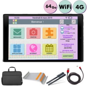 Pack Facilotab L Rubis - WIFI/4G - 64 Go - Tablette simplifiée pour seniors